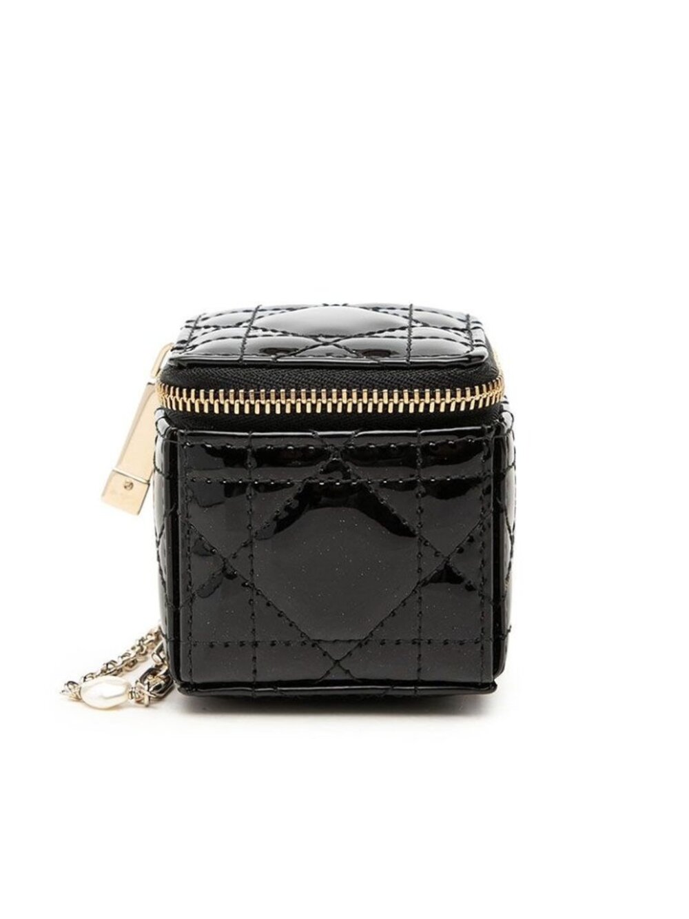Dior Lady Dior Pouch Case Black Patent Leather